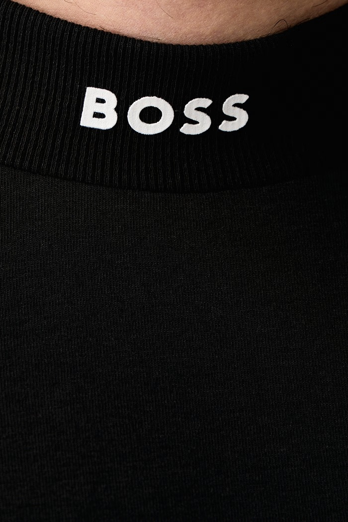 Лонгслив для мужчин из хлопка с эластаном Tee Collar Long BOSS Green чёрный 50576916