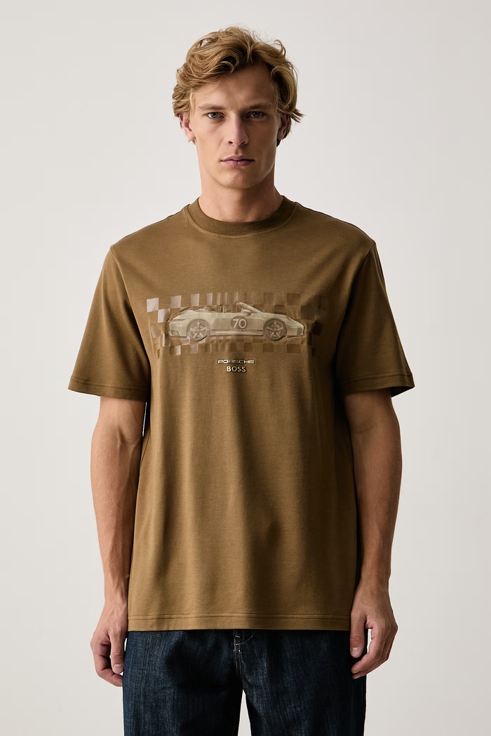BOSS Green T-shirt męski z lyocellem TS_PS Icons70 Car zielony 50569582