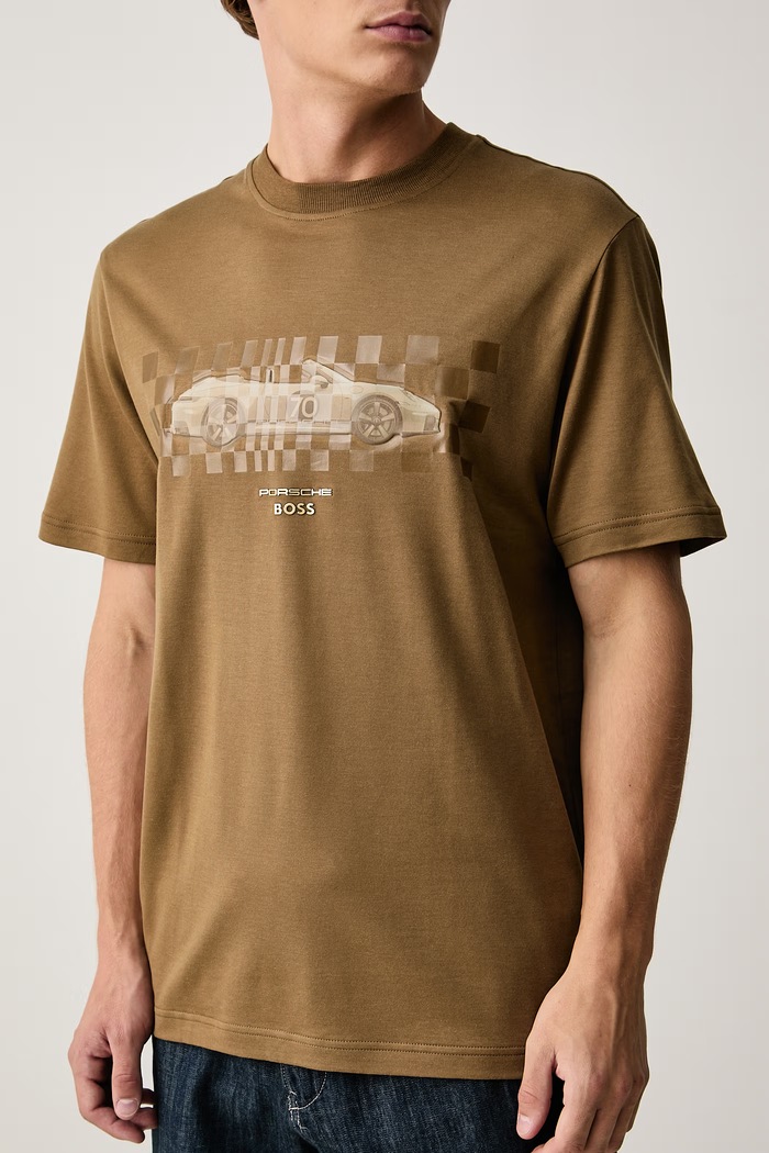 T-shirt męski z lyocellem TS_PS Icons70 Car BOSS Green 50569582 zielony