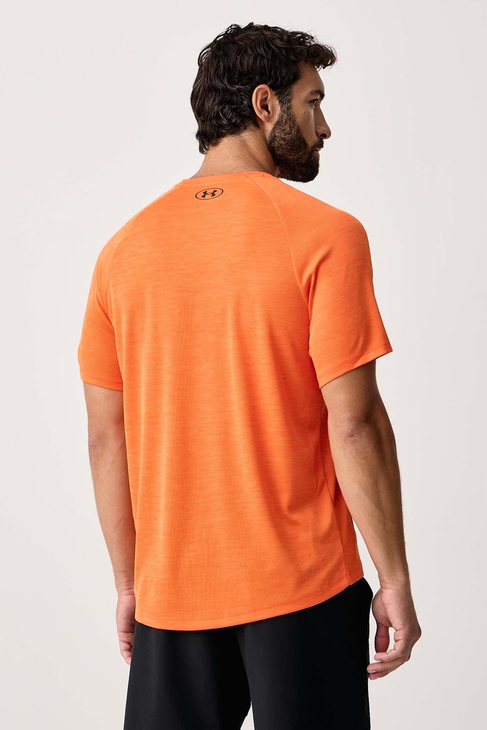 Odzież Under Armour T-shirt treningowy męski Tech Textured 1382796.808 pomarańczowy