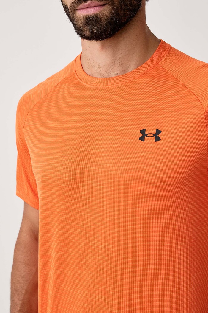 T-shirt treningowy męski Tech Textured Under Armour 1382796.808 pomarańczowy