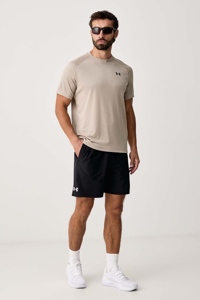 Under Armour T-shirt treningowy męski Tech Textured 1382796.204 beżowy AW26