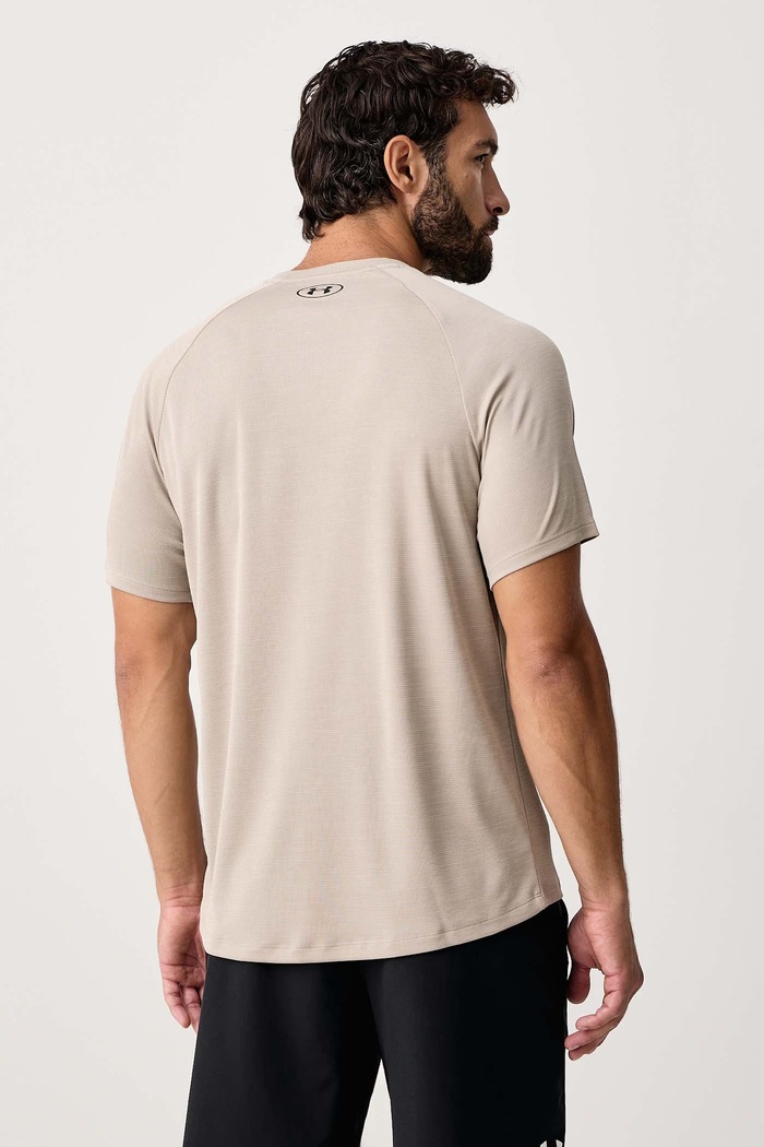 Odzież Under Armour T-shirt treningowy męski Tech Textured 1382796.204 beżowy
