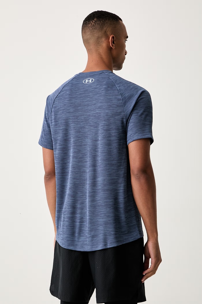 Odzież Under Armour T-shirt treningowy męski Tech Textured 1382796.045 niebieski