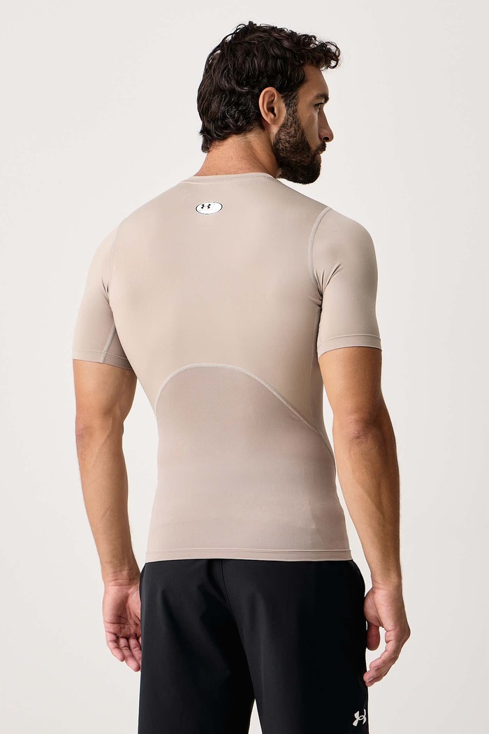 Odzież Under Armour T-shirt treningowy męski HG Armour Comp 1361518.203 beżowy