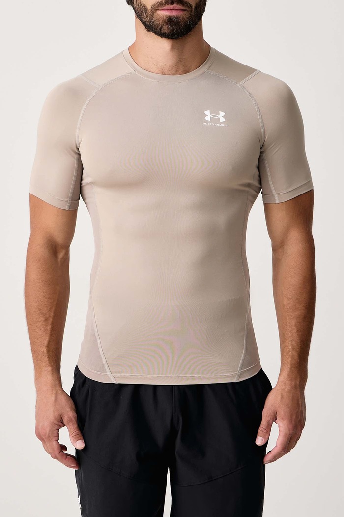 T-shirt treningowy męski HG Armour Comp Under Armour 1361518.203 beżowy