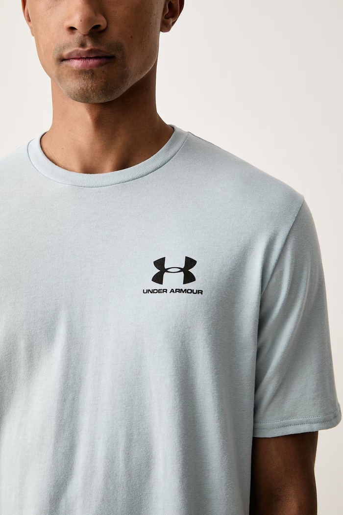 T-shirt treningowy męski z bawełną SPORTSTYLE LEFT CHEST Under Armour 1326799.034 niebieski