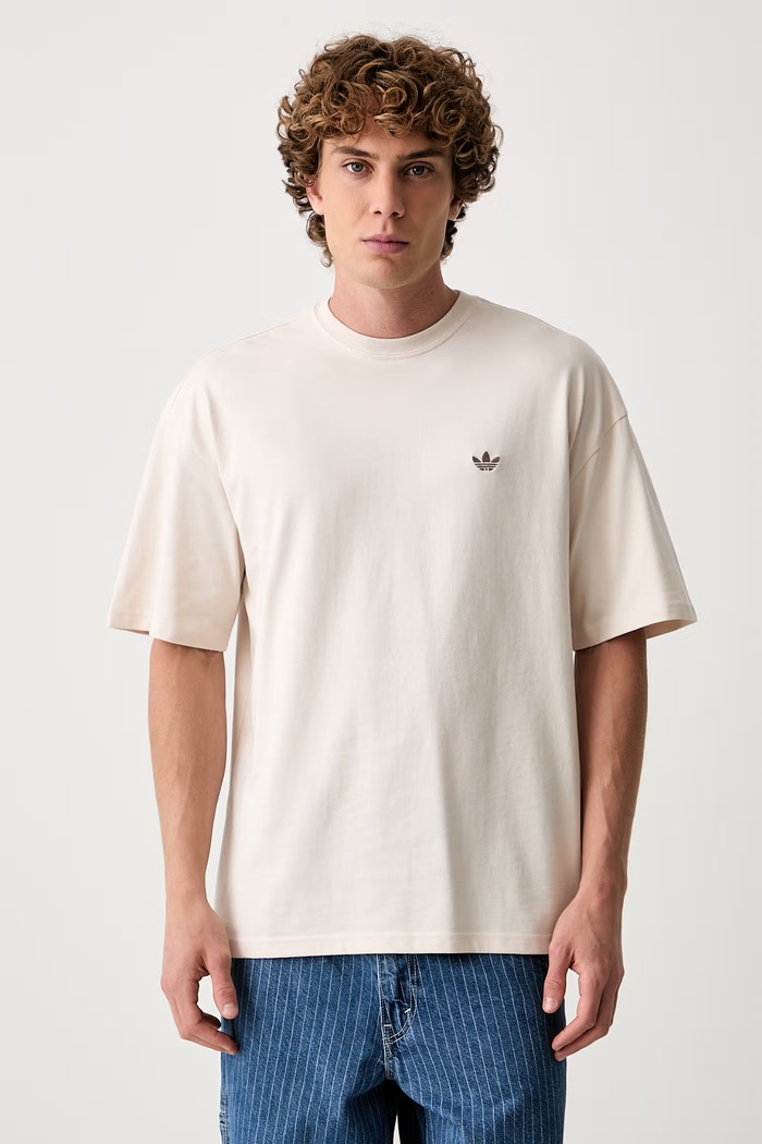 adidas Originals T-shirt męski bawełniany NCLR Loose beżowy LI2475