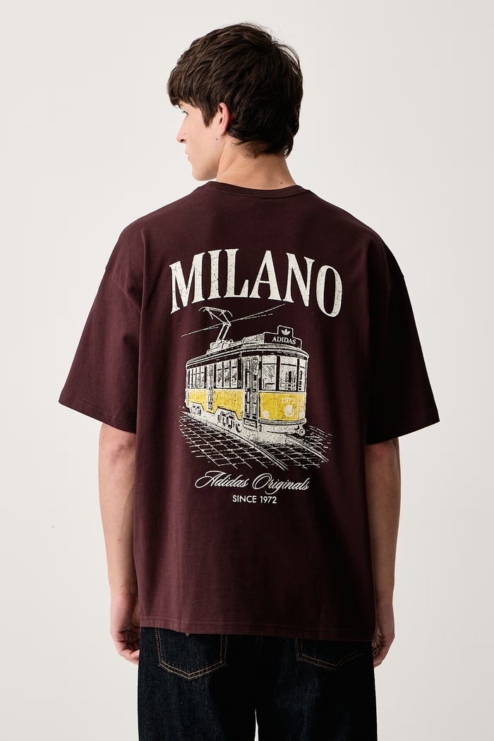 adidas Originals T-shirt męski bawełniany Milan brązowy LG9393