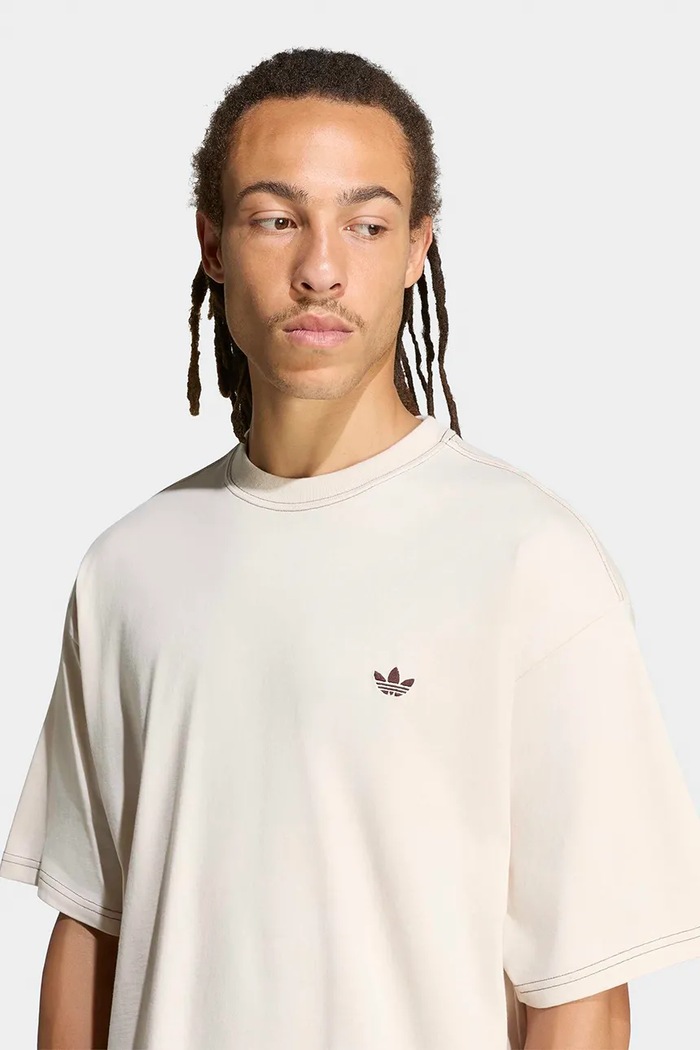 T-shirt męski bawełniany Contrast Oversized adidas Originals LI2490 beżowy