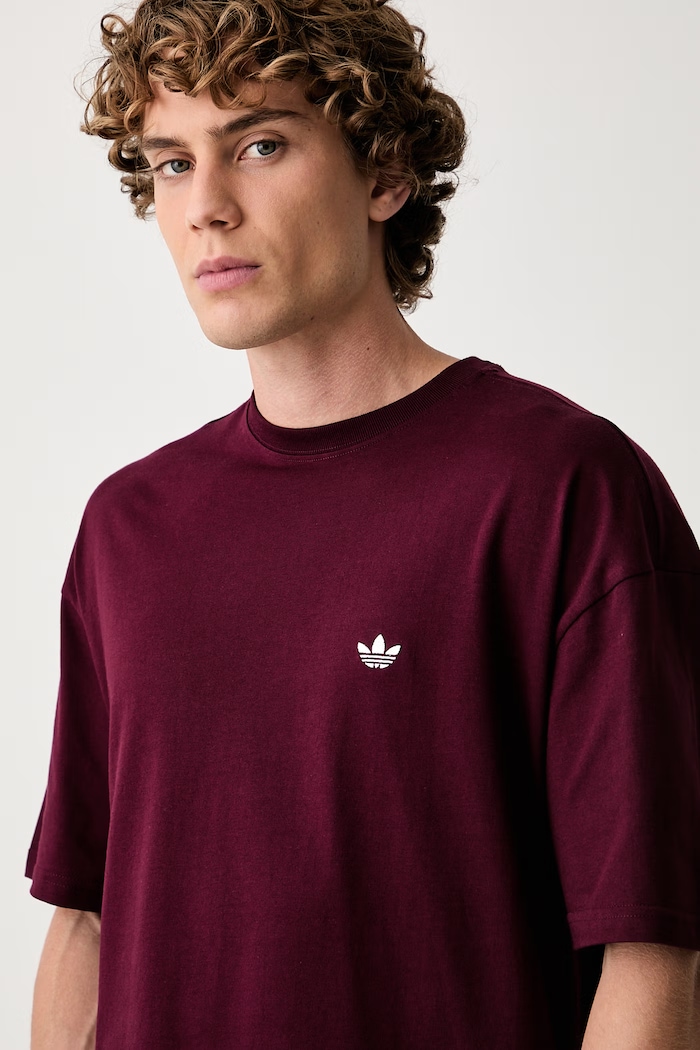 adidas Originals T-shirt męski bawełniany NCLR Loose bordowy LI2473