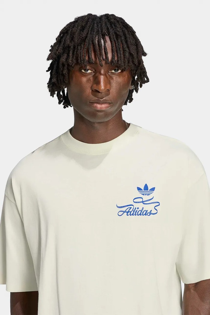 T-shirt męski bawełniany Record GFX adidas Originals LI2484 beżowy