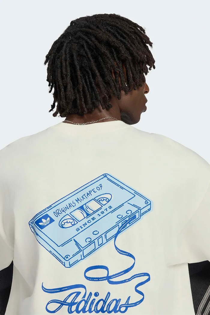 T-shirt męski bawełniany Record GFX adidas Originals beżowy LI2484