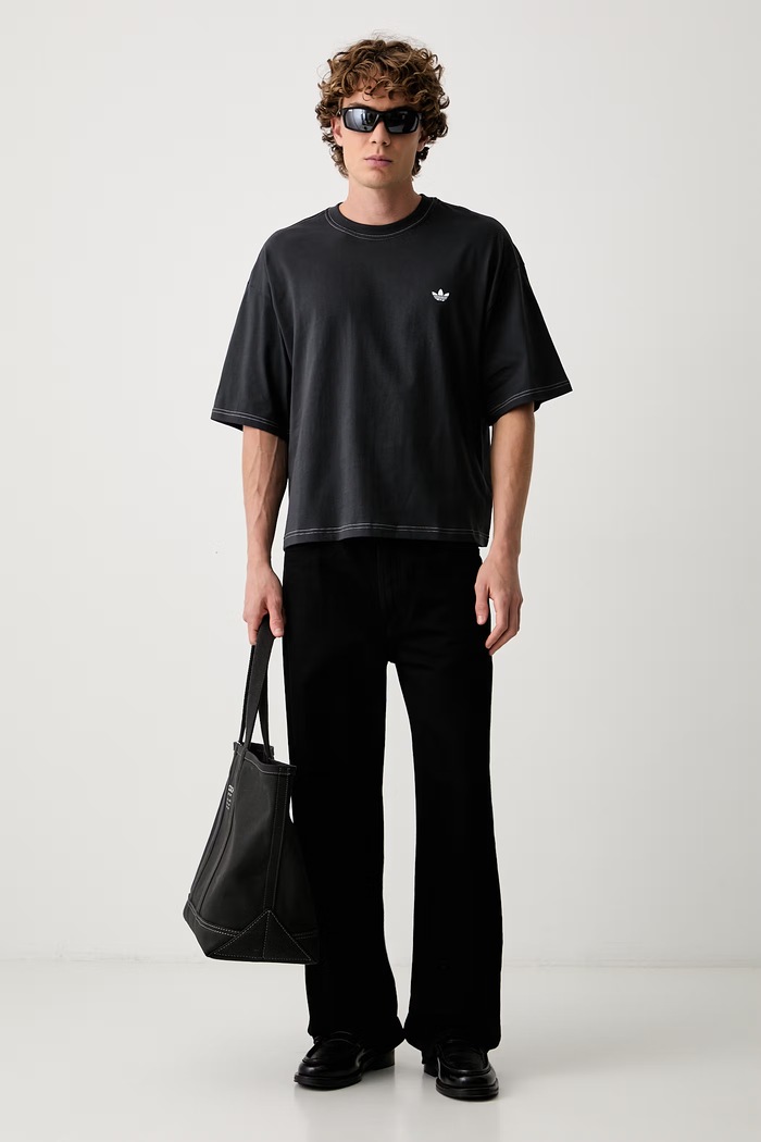 adidas Originals T-shirt męski bawełniany Contrast Oversized LI2488 szary AW26