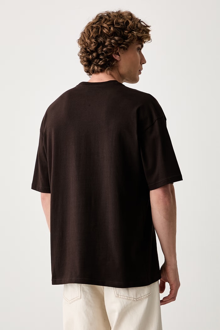 Odzież adidas Originals T-shirt oversize męski bawełniany NCLR Loose LI2477 brązowy