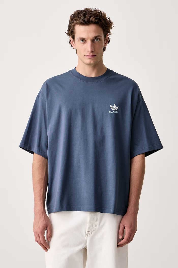 Odzież adidas Originals T-shirt męski bawełniany Postcard LI2487 niebieski