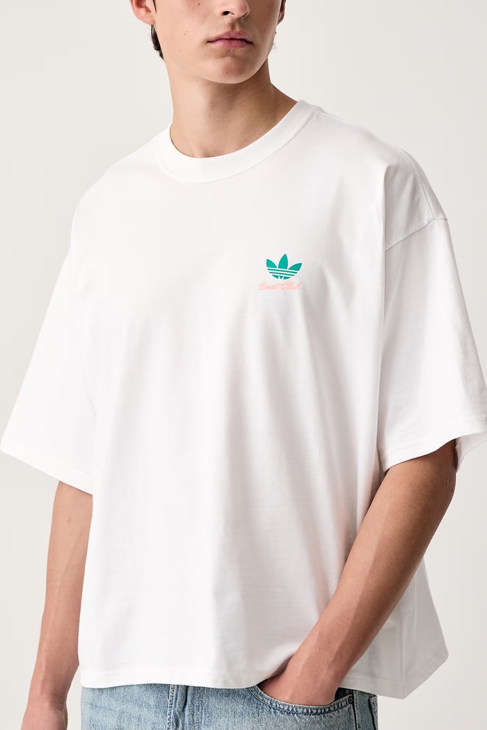 T-shirt oversize męski bawełniany Postcard adidas Originals LI2486 biały