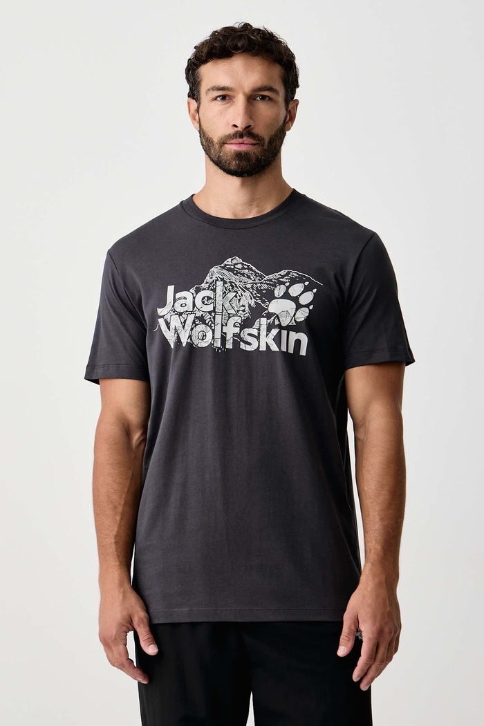 Jack Wolfskin T-shirt męski bawełniany czarny A65910
