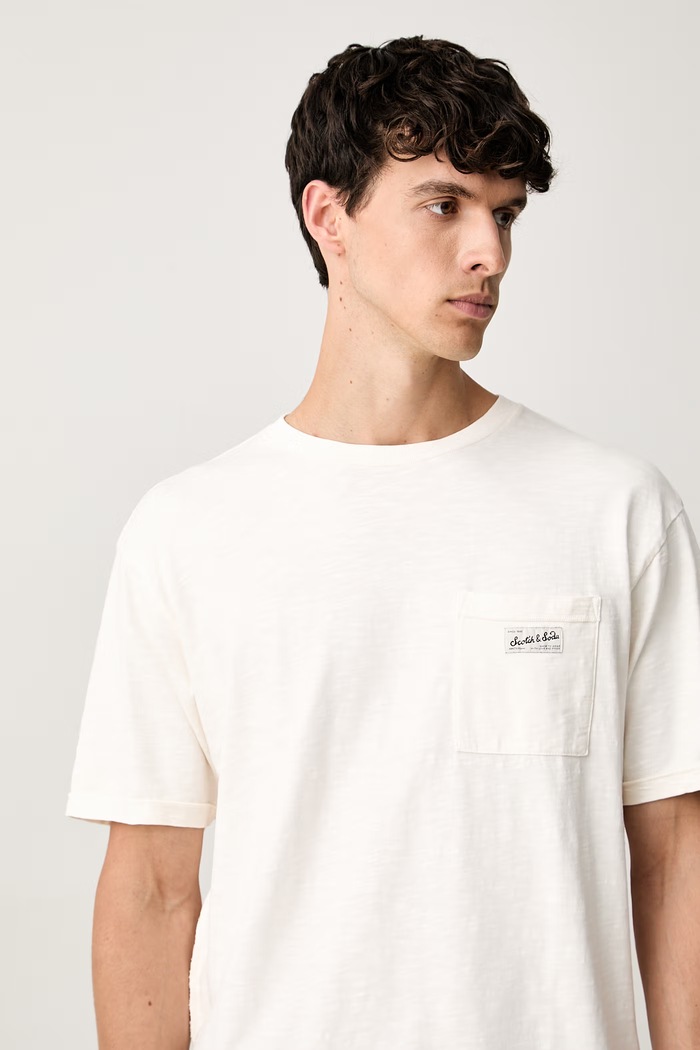 Scotch & Soda T-shirt męski bawełniany beżowy 184696
