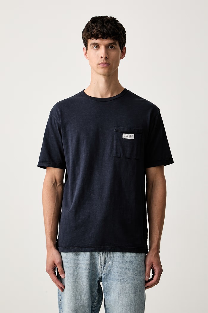 Scotch & Soda T-shirt męski bawełniany granatowy 184696