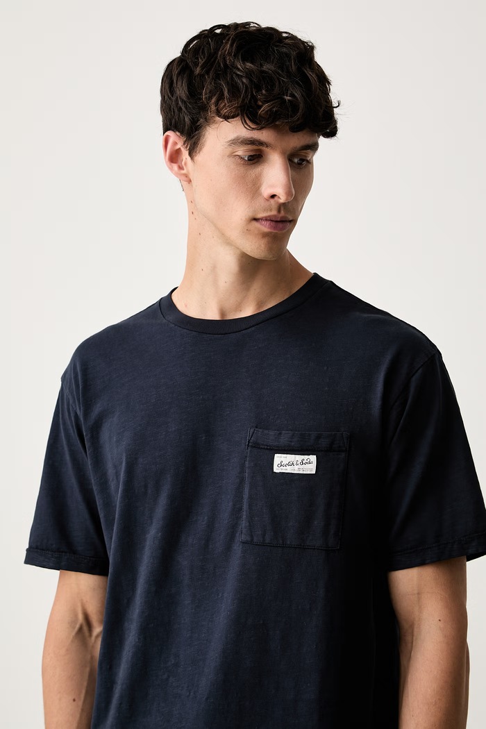 Scotch & Soda T-shirt męski bawełniany granatowy 184696