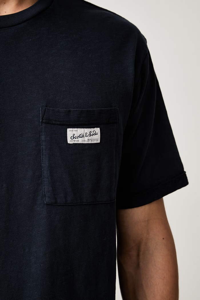 Scotch & Soda T-shirt męski bawełniany 184696 granatowy