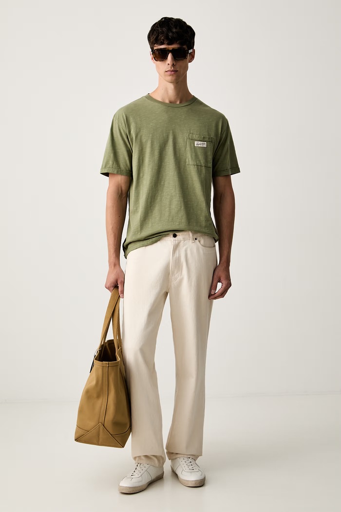 Scotch & Soda T-shirt męski bawełniany 184696 zielony AW26