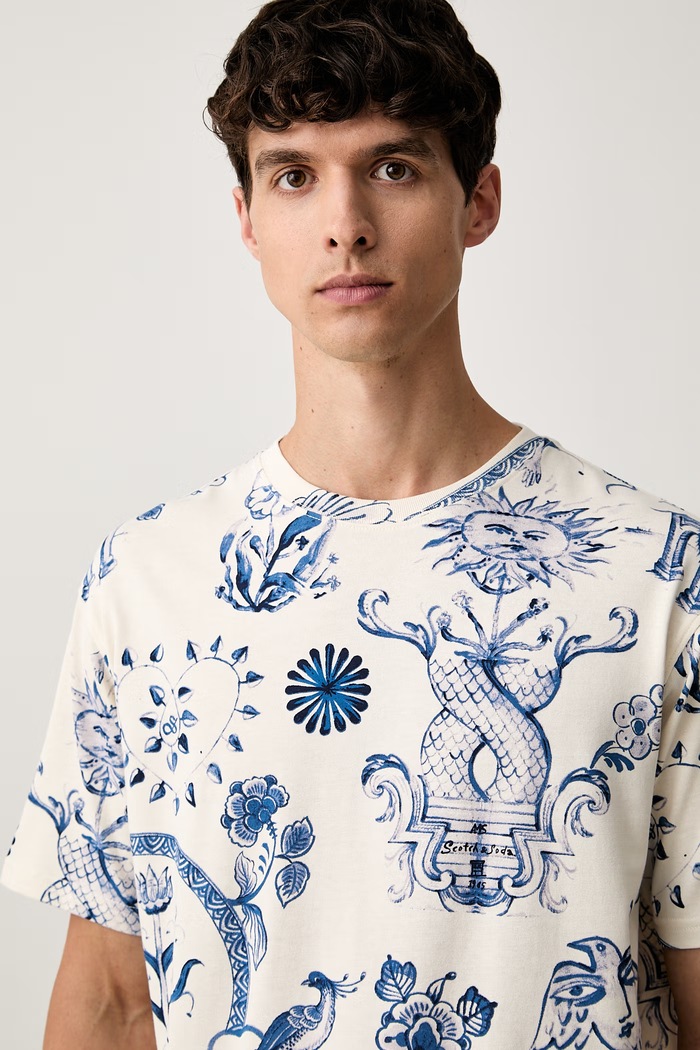 Scotch & Soda T-shirt męski bawełniany beżowy 184294