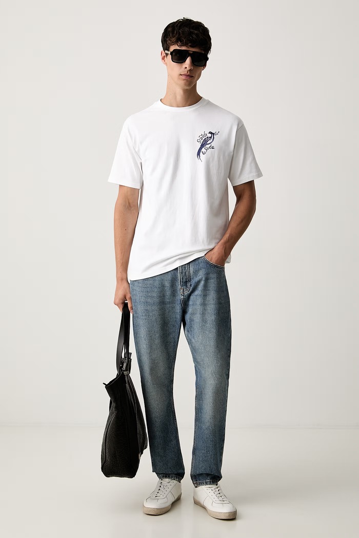 Scotch & Soda T-shirt męski bawełniany 184292 biały AW26