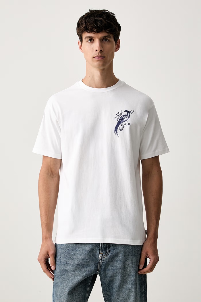 Odzież Scotch & Soda T-shirt męski bawełniany 184292 biały