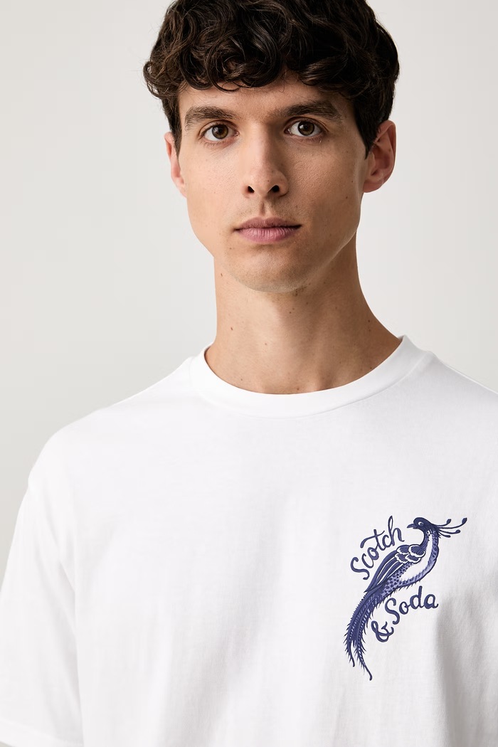 Scotch & Soda T-shirt męski bawełniany biały 184292