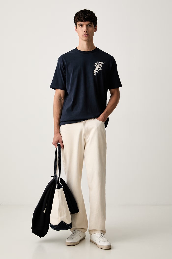 Scotch & Soda T-shirt męski bawełniany 184292 granatowy AW26