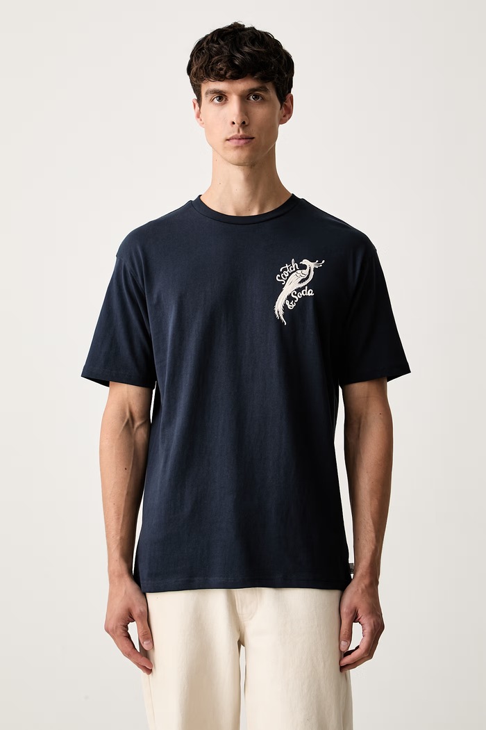 Odzież Scotch & Soda T-shirt męski bawełniany 184292 granatowy