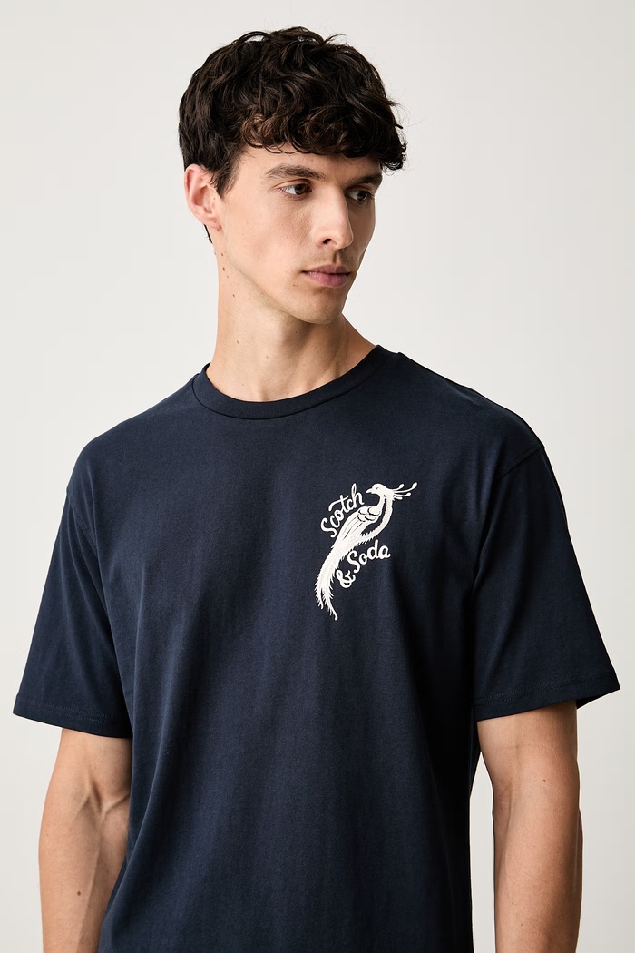 Scotch & Soda T-shirt męski bawełniany granatowy 184292