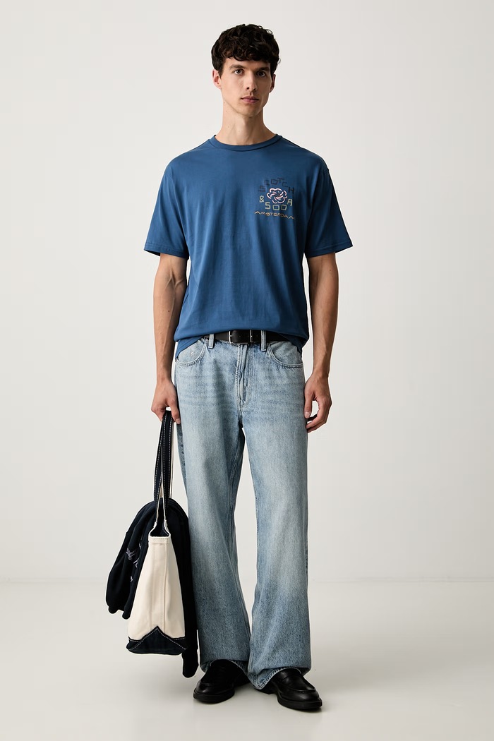 Scotch & Soda T-shirt męski bawełniany 183585 niebieski AW26