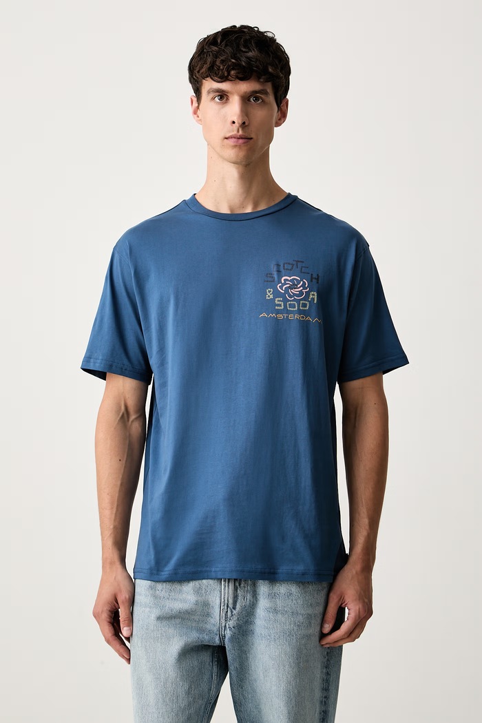 Odzież Scotch & Soda T-shirt męski bawełniany 183585 niebieski