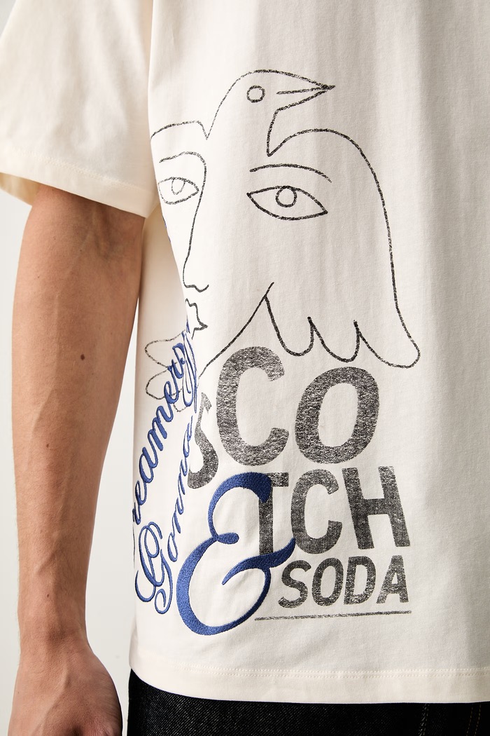 Scotch & Soda T-shirt męski bawełniany 183584 beżowy