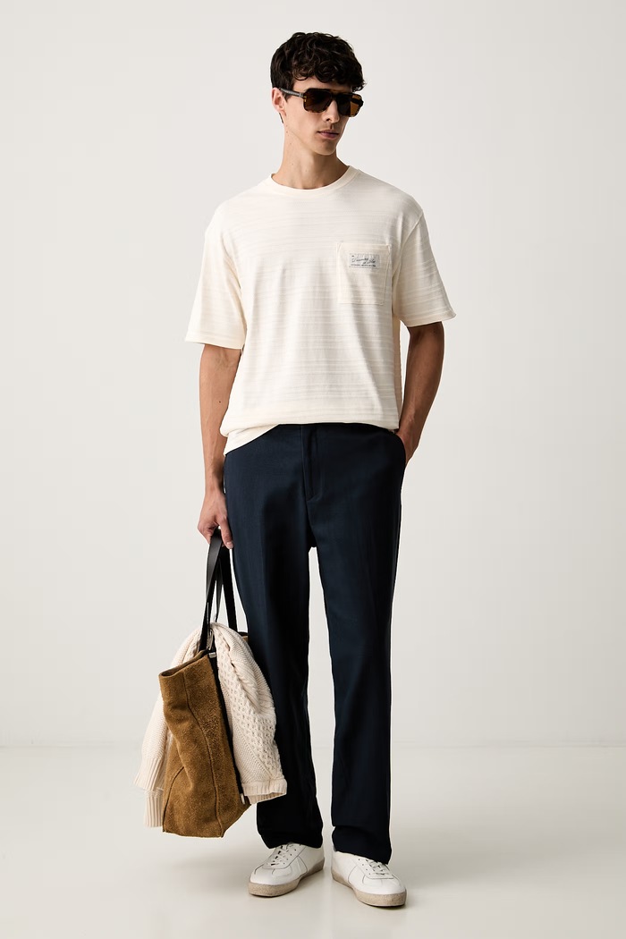 Scotch & Soda T-shirt męski bawełniany 183581 beżowy AW26