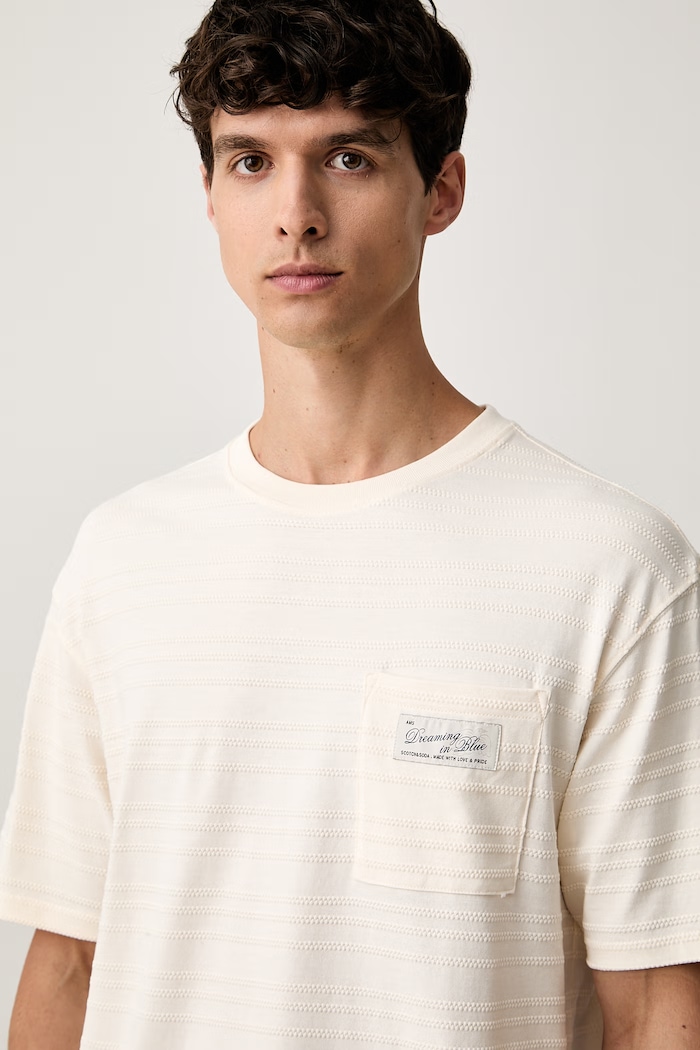 Scotch & Soda T-shirt męski bawełniany beżowy 183581