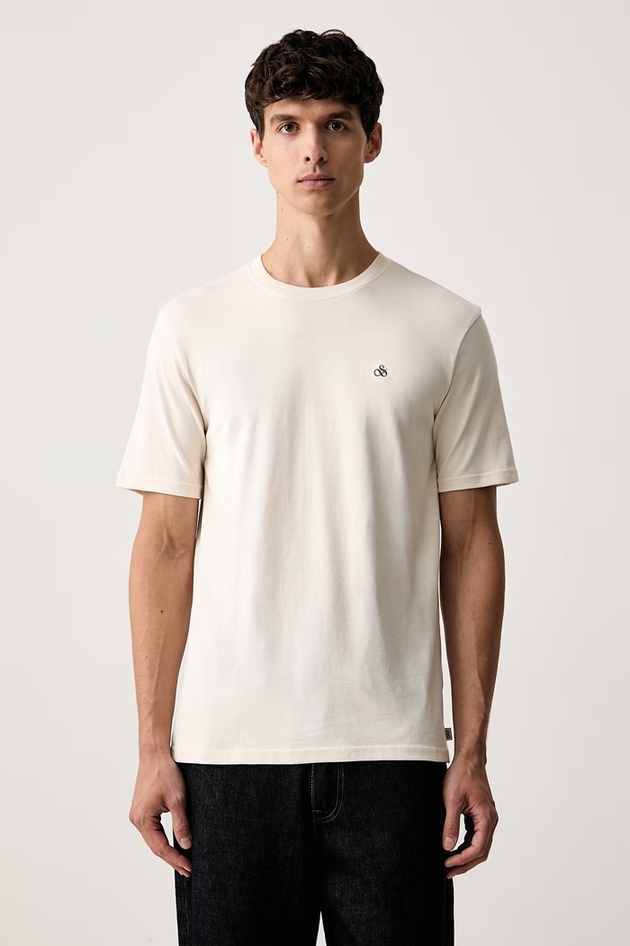Scotch & Soda T-shirt męski bawełniany beżowy 183578