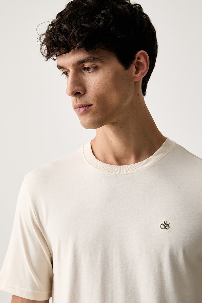 Scotch & Soda T-shirt męski bawełniany beżowy 183578