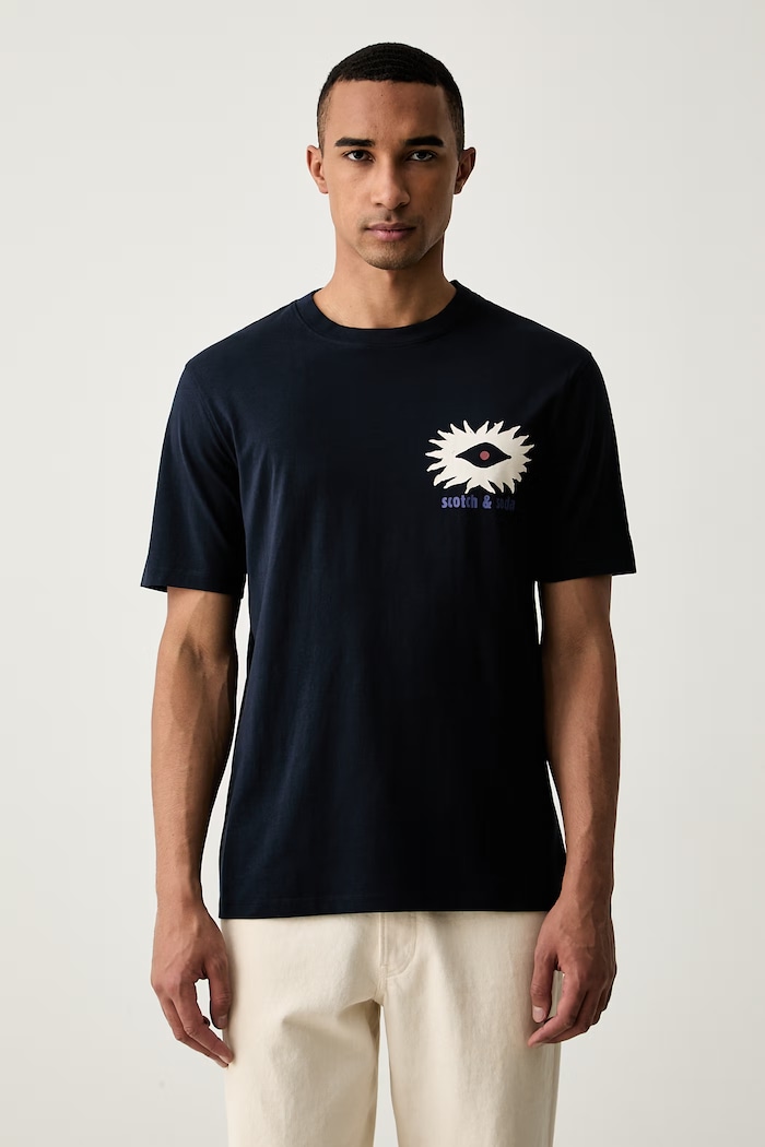 Odzież Scotch & Soda T-shirt męski bawełniany 183358 granatowy