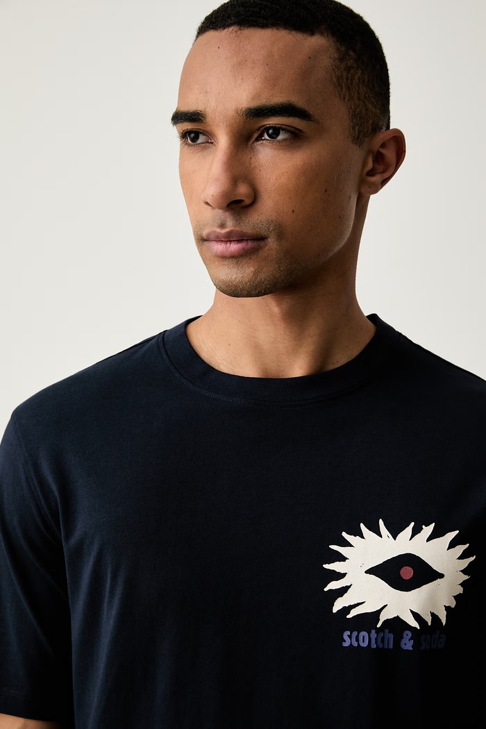 Scotch & Soda T-shirt męski bawełniany granatowy 183358