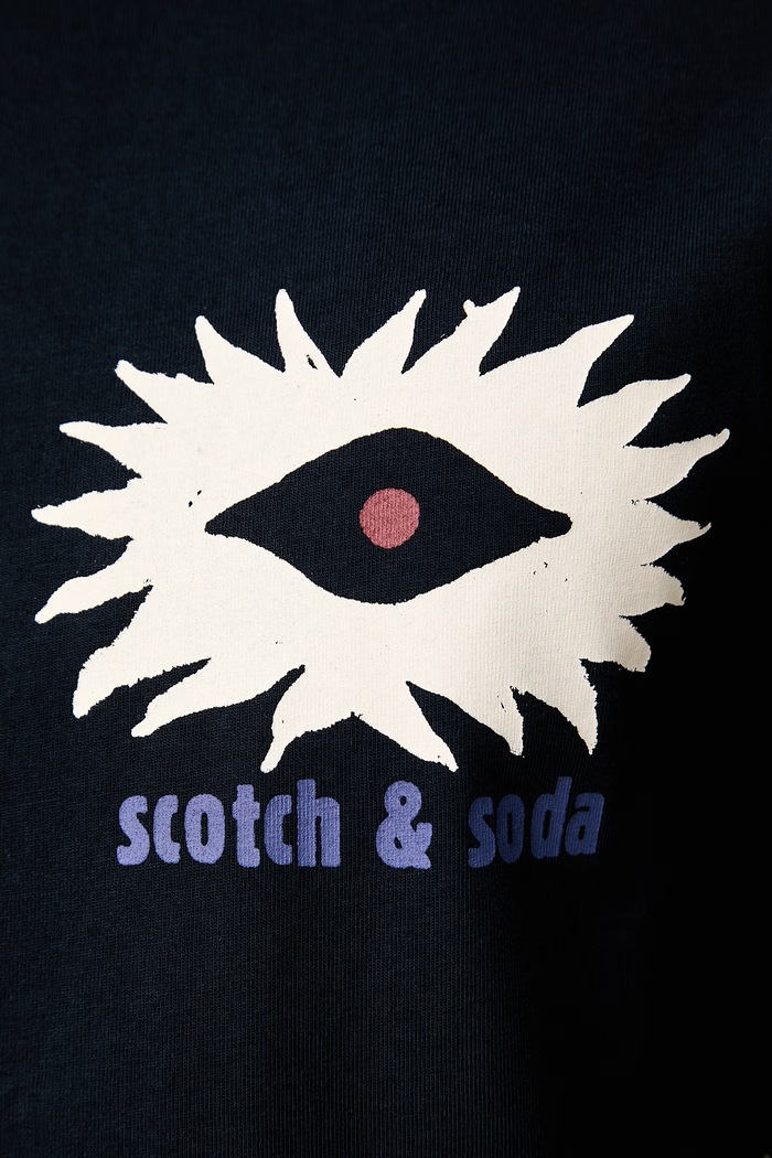 Scotch & Soda T-shirt męski bawełniany 183358 granatowy