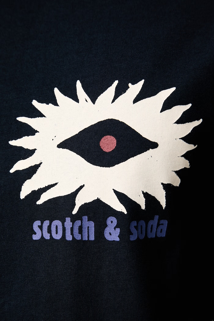 Scotch & Soda T-shirt męski bawełniany 183358 granatowy
