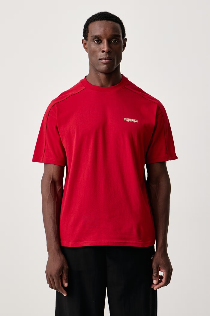 Odzież Napapijri T-shirt męski bawełniany Teza NP0A8BDRR1F1 czerwony