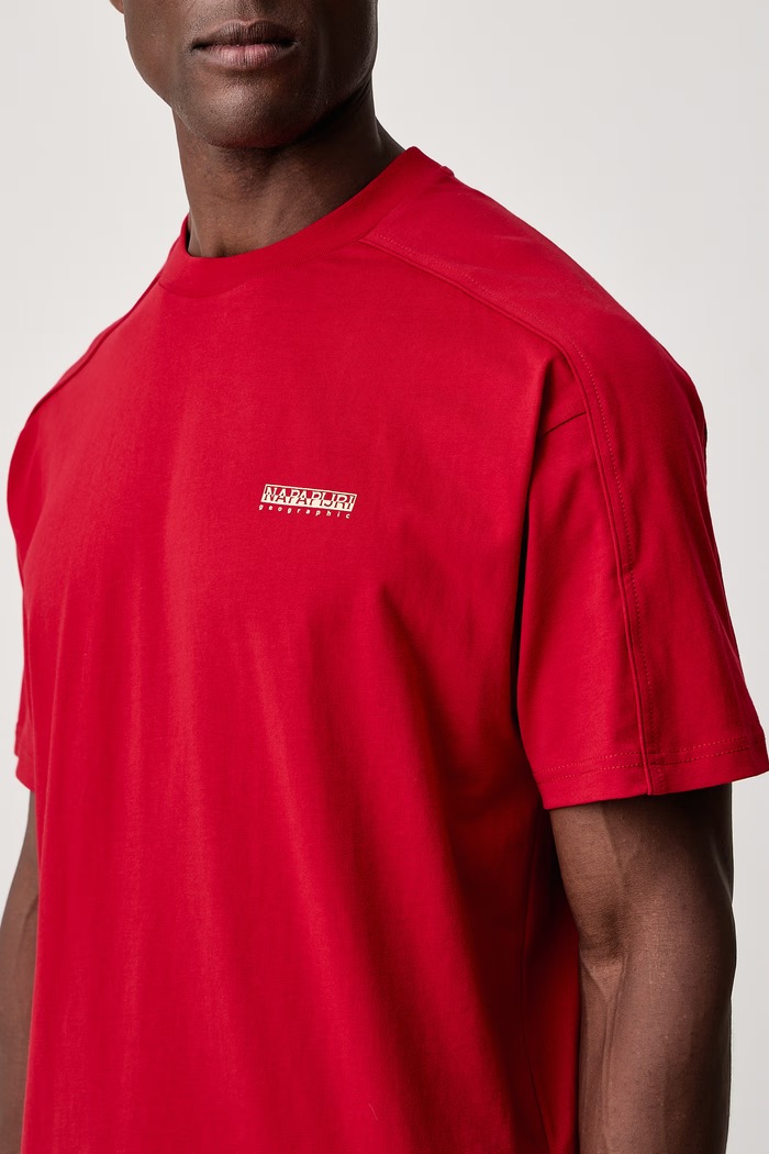 T-shirt męski bawełniany Teza Napapijri NP0A8BDRR1F1 czerwony