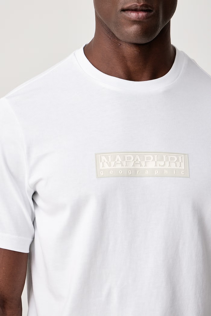 T-shirt męski bawełniany Box Logo Napapijri NP0A4IFL0021 biały