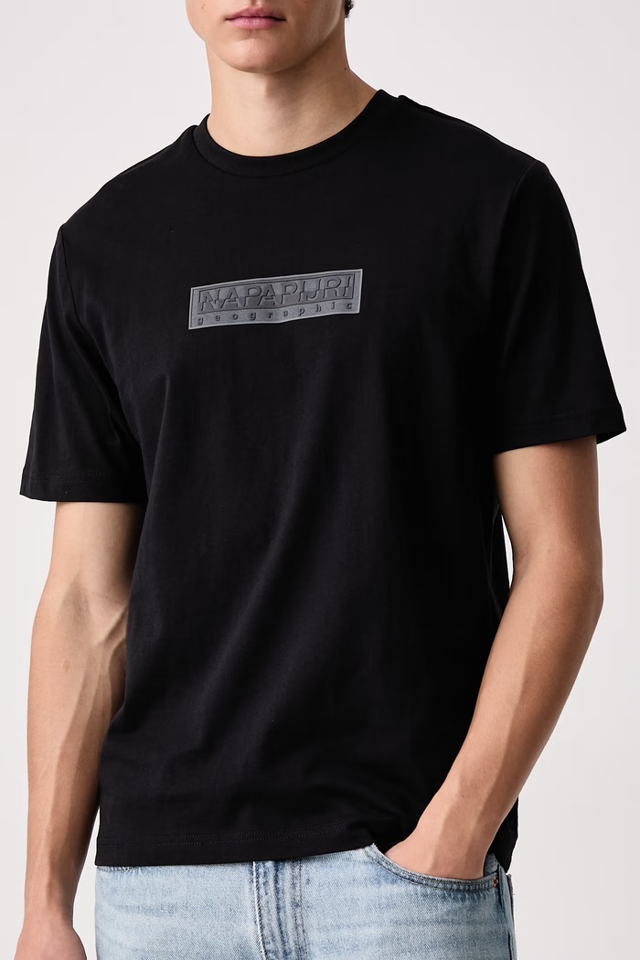 T-shirt męski bawełniany Box Logo Napapijri NP0A4IFL9411 czarny