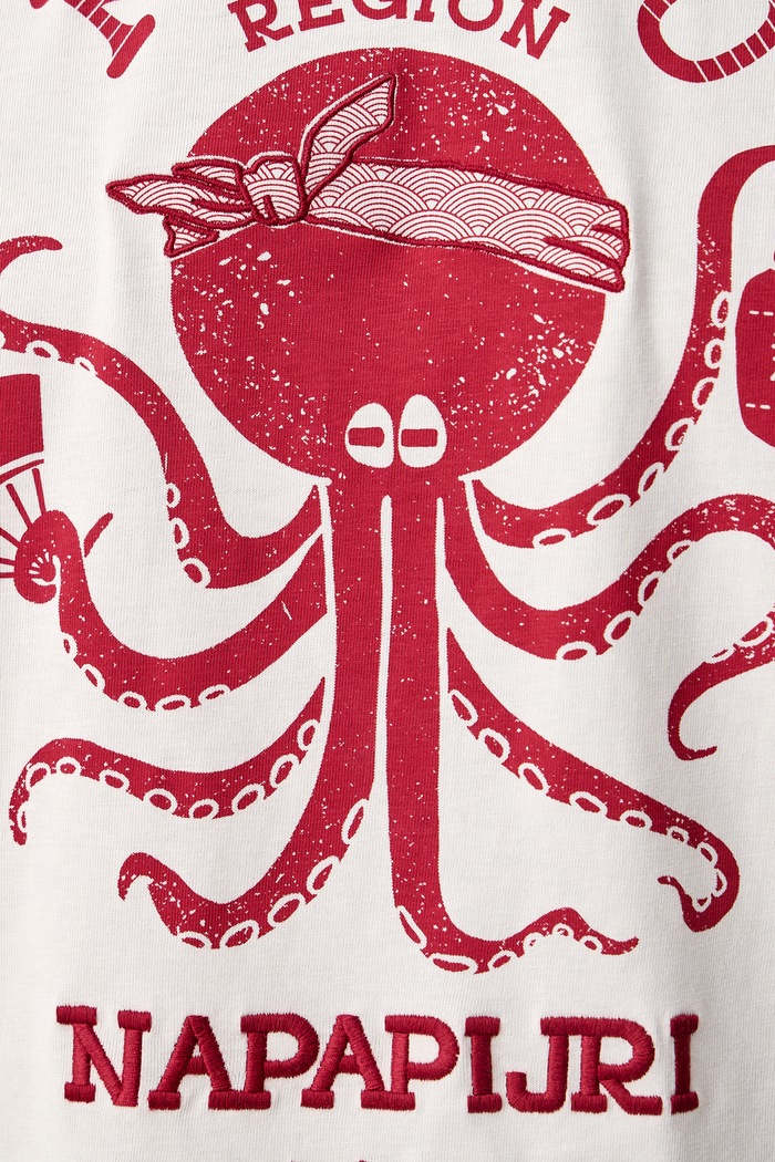 T-shirt męski bawełniany Sunda Napapijri beżowy NP0A8B3MFYA1